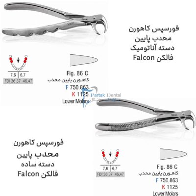 خرید و قیمت فورسپس کاهورن محدب پایین فالکن Falcon